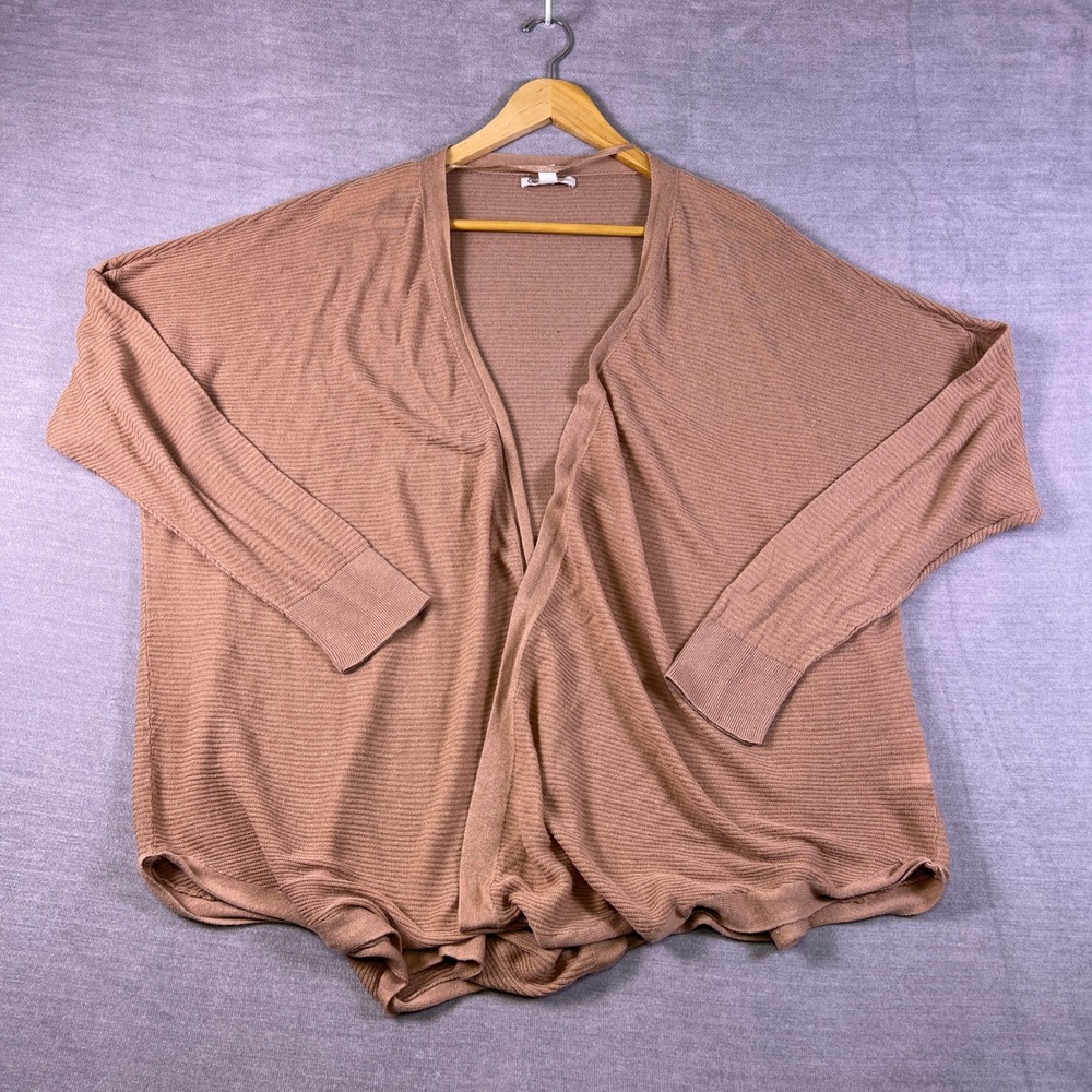 Cato Open Front Cardigan Oversized Knit Sweater Women 26/28W Mauve Ramie Viscose